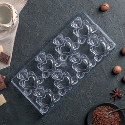 Форма конфет и шоколада Влюблённые мишки, 28?14 см, 8 ячеек, прозрачная