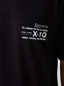 Bisiklet Yaka Bask?l? Penye Erkek Ti??rt