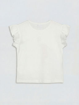 Bisiklet Yaka Bask?l? K?z ?ocuk F?rf?rl? Ti??rt