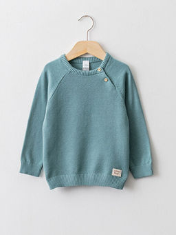 Bisiklet Yaka Kendinden Desenli Erkek Bebek Triko Kazak