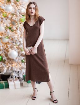 VILATTE / Платье тонкой вязки из хлопка и вискозы с мягким люрексом