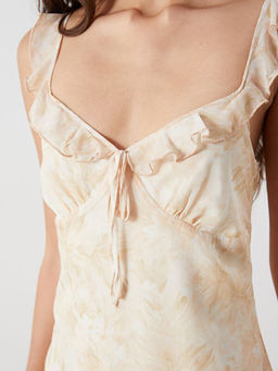 ?i?ekli Ask?l? F?rf?rl? Belden Oturtmal? Elbise