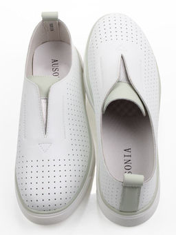 06-YE297-1 WHITE/OLIVE Туфли летние женские (натуральная кожа)