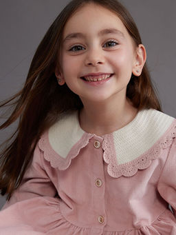 Bebe Yaka K?z ?ocuk Kadife Elbise