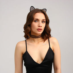 Карнавальный набор взрослый Гламурная кошечка, ободок, ушки, чокер - Страна карнавалия фото 2