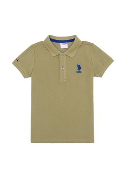 Футболка с воротником поло цвета хаки для мальчиков Basic