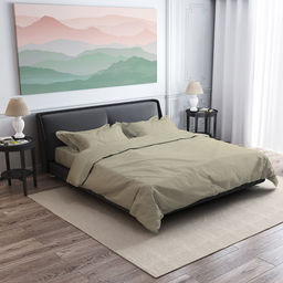 Постельное белье, комплект Евростандарт "Шалфей", 6 предметов: пододеяльник на пуговицах 200х215см, евро-простыня на резинке 160х200х27см, 2 наволочки 50х70см "французский кант", 2 наволочки 70х70см, с клапаном-запахом, сатин 135г/м2, хлопок 100%, уп