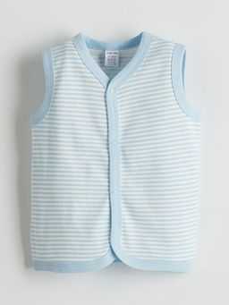 V Yaka ?izgili Erkek Bebek Yelek