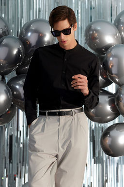 TRENDYOL MAN Premium Siyah %100 Pamuk Regular Fit Hakim Yaka Gomlek TMNAW24GO00027 - Trendyolmilla фото 9