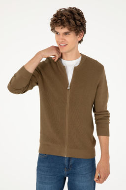 Мужской базовый трикотажный кардиган цвета хаки - U.s. polo assn фото 10