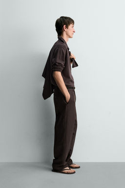 POLO PUNTO ALGOD?N - LINO LIMITED EDITION / Chocolate - Zara фото 4