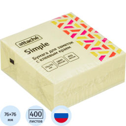 Стикеры Attache Simple куб 76х76, пастельно желтый 400 л  фото 2
