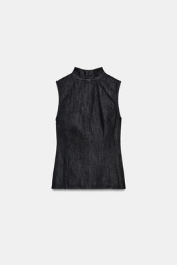 TRF DENIM HALTER TOP WITH TIE DETAIL - Zara фото 7