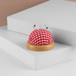 Цена за 3 шт. Игольница «Круг», на деревянной подложке, d=7 см, красная, белая