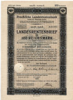 Облигация 4,5% 100 рейхсмарок 1939 года Германия