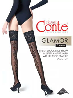Чулки женские GLAMOR Fantasy (40/10) - nero - Conte elegant фото 3