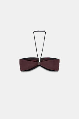 TOP BIKINI BANDEAU COMBINADO TUL / Negro - Zara фото 8