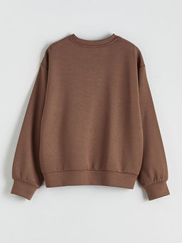 Bask?l? K?z ?ocuk Sweatshirt