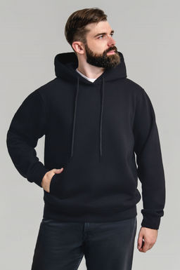 Арт. 69302 Толстовка мужская с начесом 48-58 (6 шт) Цвет:черный - Идеал фото 3