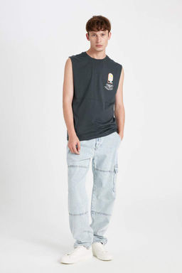 Майка свободного кроя с круглым вырезом и принтом - Defacto фото 2