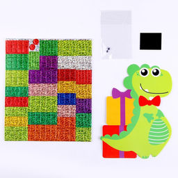 Цена за 2 шт. Аппликация стикерами форменная «Динозавр», набор для творчества, стикерная мозаика