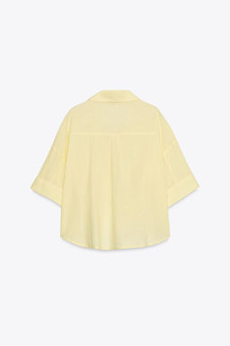CROPPED LINEN BLEND SHIRT - Zara фото 8