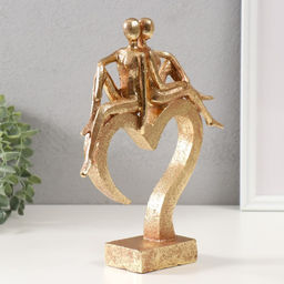 Фигурка полистоун Абстракция: Влюблённые на сердце, золото, 26?22?6 см