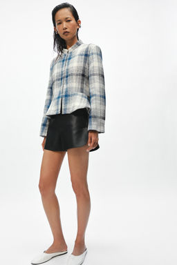 BLAZER PEPLUM TEXTURA ZW COLLECTION / Azul / Blanco