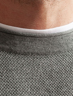 Джемпер Vilatte фактурной вязки из хлопка с нейлоном серый меланж  фото 3