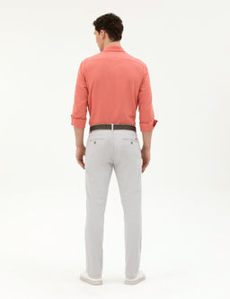 A__k Gri Regular Fit Basic Kanvas Pantolon
