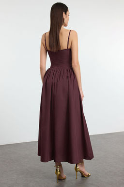 TRENDYOLMILLA Siyah A-Kesim Poplin Dokuma Midi S?k Elbise TPRSS24EL00294 фото 5