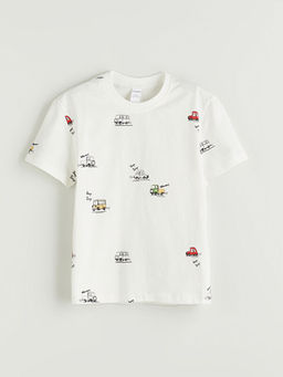 Bisiklet Yaka Bask?l? Erkek ?ocuk Ti??rt