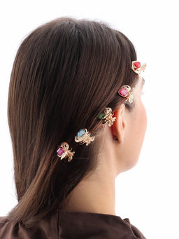 Цена за 12 шт. Крабик для волос «Арфея», яблочко, 2.3 см, золото МИКС