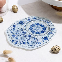 Подставка стеклянная для яиц Доляна Цветочная роспись, 3 ячейки, 2118 см, цвет белый