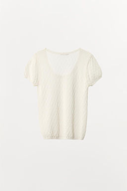 CHUNKY KNIT T-SHIRT WITH SATIN BOW - Zara фото 5