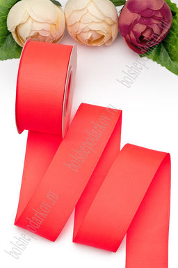 Лента репсовая 4 см*20 ярд "1 сорт" (SF-1349) неоновый ярко-коралловый №186