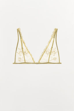 EMBROIDERED MESH TRIANGLE BRALETTE - Zara фото 6