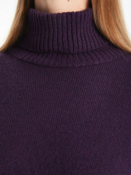 Bal?k?? Yaka D?z Uzun Kollu Oversize Kad?n Triko Elbise