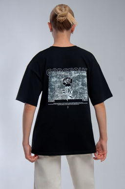 Арт. 31127 Футболка женская оверсайз 44-52 (5 шт) Цвет:черный