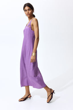 Vestido efecto crochet en mezcla de lino - H&m фото 4