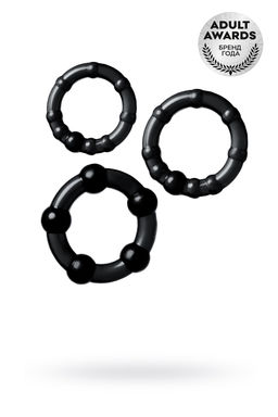 Набор колец TOYFA A-toys, TPE, черные, 3,5/3/2 см