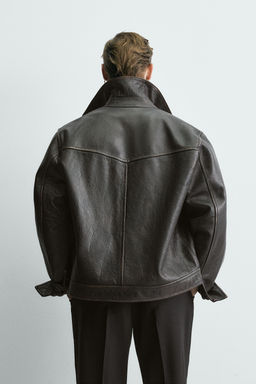 VINTAGE-EFFECT WASHED LEATHER JACKET LIMITED EDITION - Zara фото 3