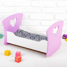 Кроватка-люлька «Сердце ангела» белый/сиреневый, МИКС