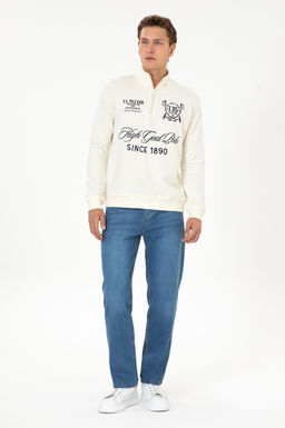 Erkek Comfort Fit Yar_m Fermuarl_ Krem Sweatshirt - U.s. polo assn фото 4