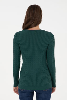 Женский темно-зеленый базовый свитер Неожиданная скидка в корзине - U.s. polo assn фото 5