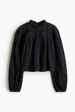 Blusa de algod?n con cuello de volante