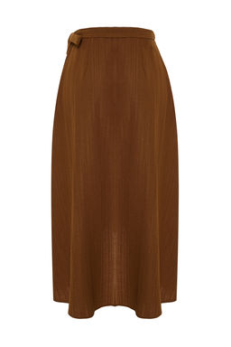 TRENDYOLMILLA Camel Kruvaze Kapama Baglama Detayl? Midi Dokuma Etek TWOSS24ET00052 фото 16