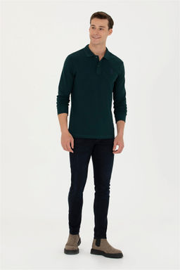 U. S. Polo Assn Мужская темно-зеленая базовая толстовка с воротником поло - U.s. polo assn фото 11