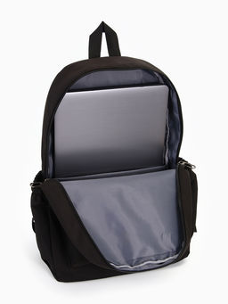 Рюкзак школьный на молнии, с карманами, с принтом, размер 30?12?43 см, чёрный