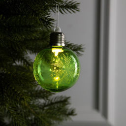 Ёлочный шар Снежинка, 8x10 см, 1 LED, от батареек, свечение тёплое белое